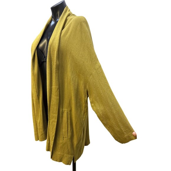 Grade & Gather Mustard Yellow Open Front Cardigan w/Pockets Lightweight Casual L - Picture 4 of 9